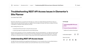 Elementor 官方排障文件頁面截圖:REST API 存取問題常見原因
